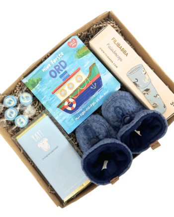 Barselsgave  Blå Gave Med Mine Første Ord