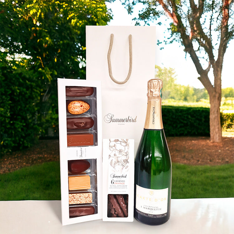 Chocolate Champagne Gavepose Med Chokolade Fra Summerbird