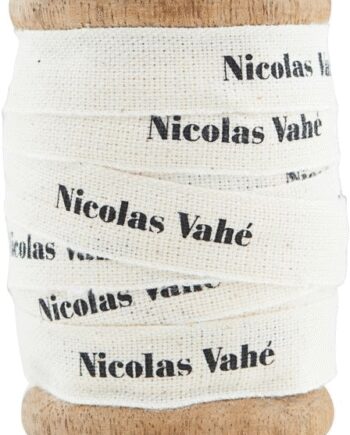 Gavebånd Nicolas Vah Bånd Sort Tekst Bomuld Hvid 5x200