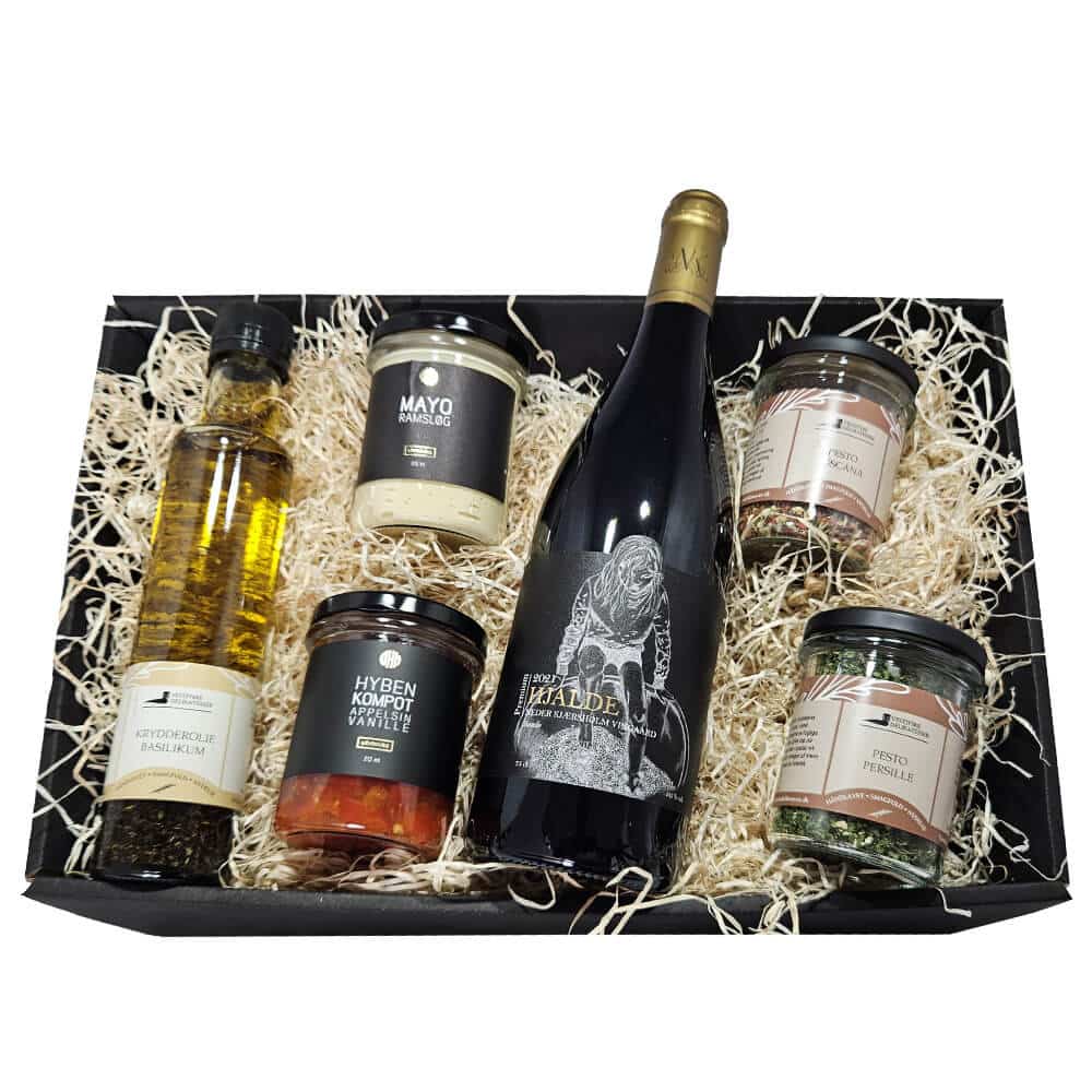 Gavekurv: Tapas Kompot Rødvin